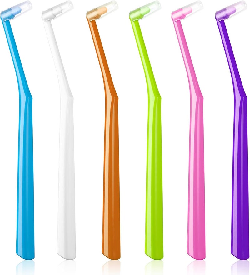 Fregum End Tuft Toothbrush for Orthodontic, Soft Bristles Angled Toothbrush for Braces, Implants, Retainers, Back Teeth, and Wisdom Teeth, 6 Pcs - Image 1